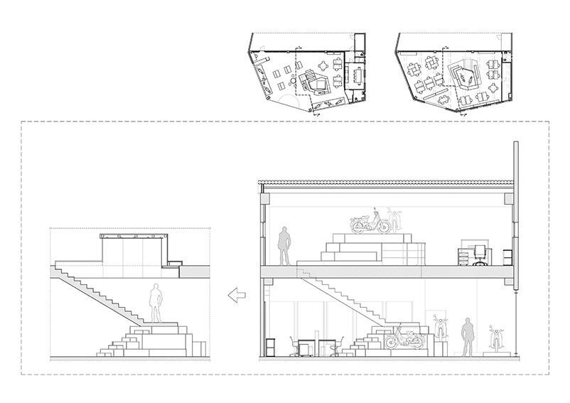 Rehabilitación nave Motoscoot Girona. Diseño de interiores Girona almedaestudi